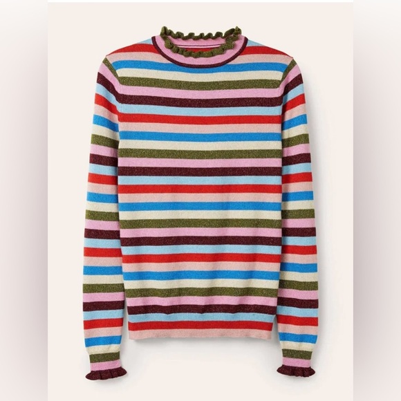 Boden Women’s Lara Sparkle Striped Cotton Blend Sweater Jumper Size 8 - Picture 4 of 16